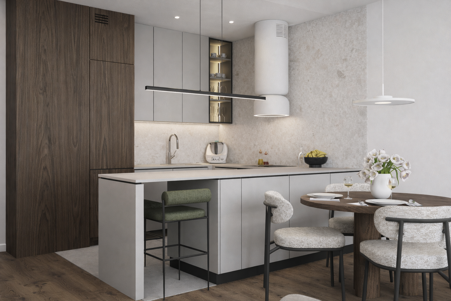 Salon z sofą i czarnym stolikiem